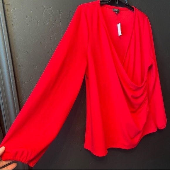 NWT Talbots Faux Wrap Poet Sleeve Crepe
Top Shirt Size: PXL Color: Red - Picture 6 of 9